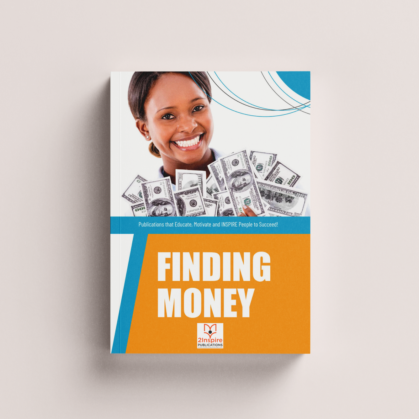 Book cover of Finding Money featuring a smiling woman surrounded by U.S. dollar bills and a bold orange background.